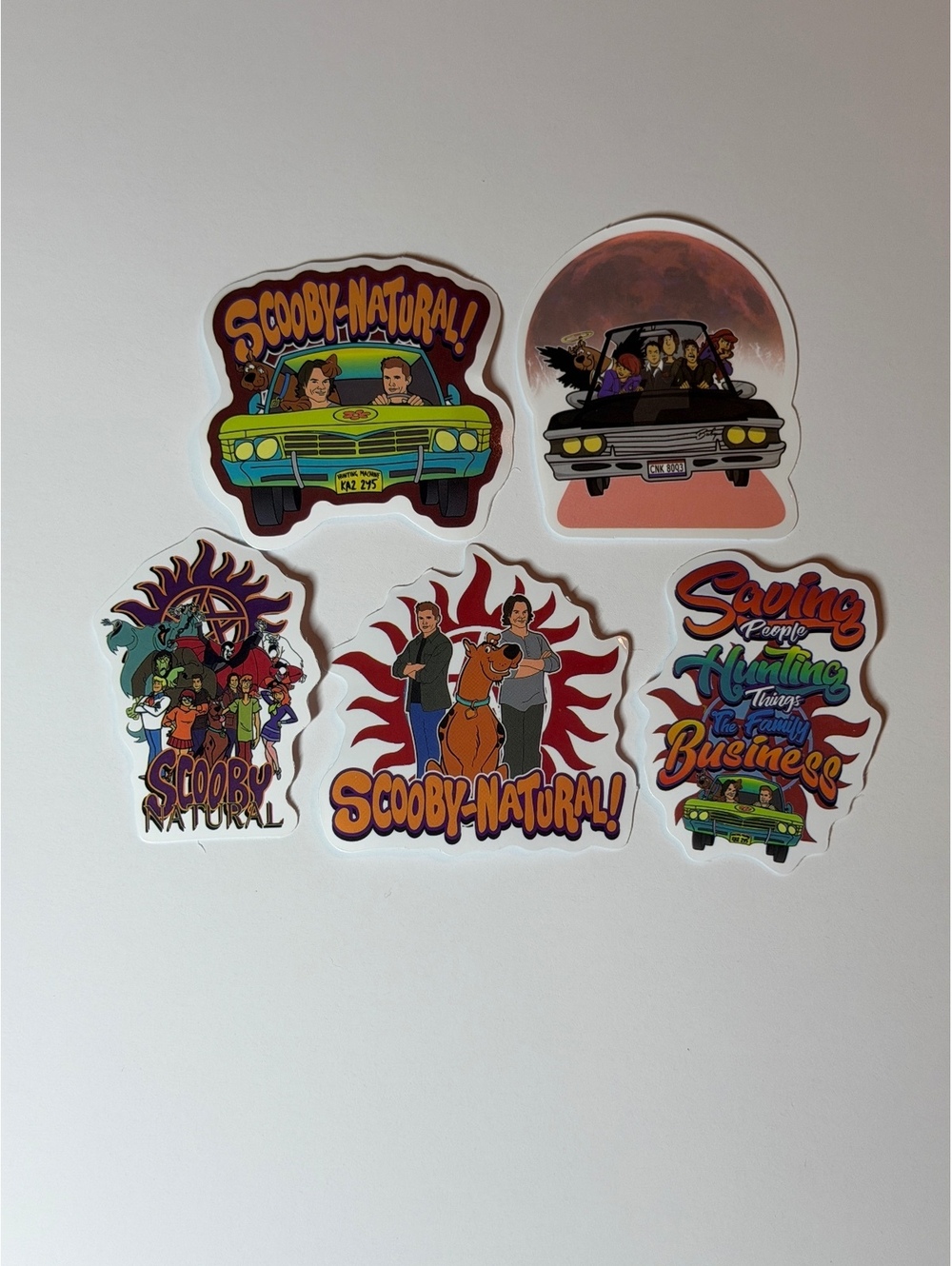 Supernatural/Scoobynatural 5 pack sticker/decal waterproof
